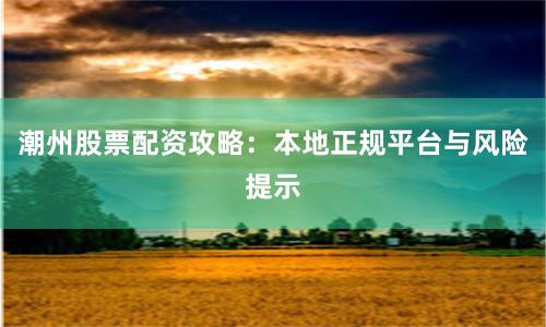 潮州股票配资攻略：本地正规平台与风险提示